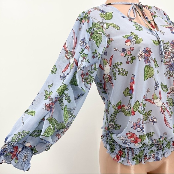 NWT Nanette Lepore Blue Paradise Dreaming Sheer Blouse Top Size Medium - Picture 7 of 13